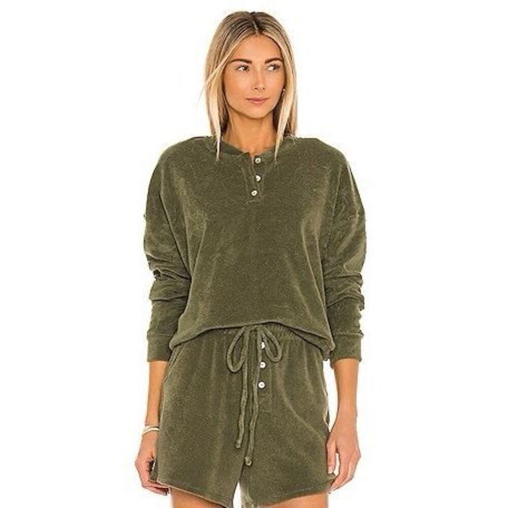 Donni Terry Henley Sweatshirt NWT NEW